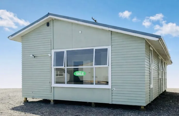Sage green relocatable home